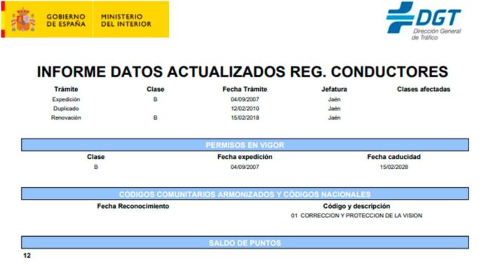 Informe de conductor